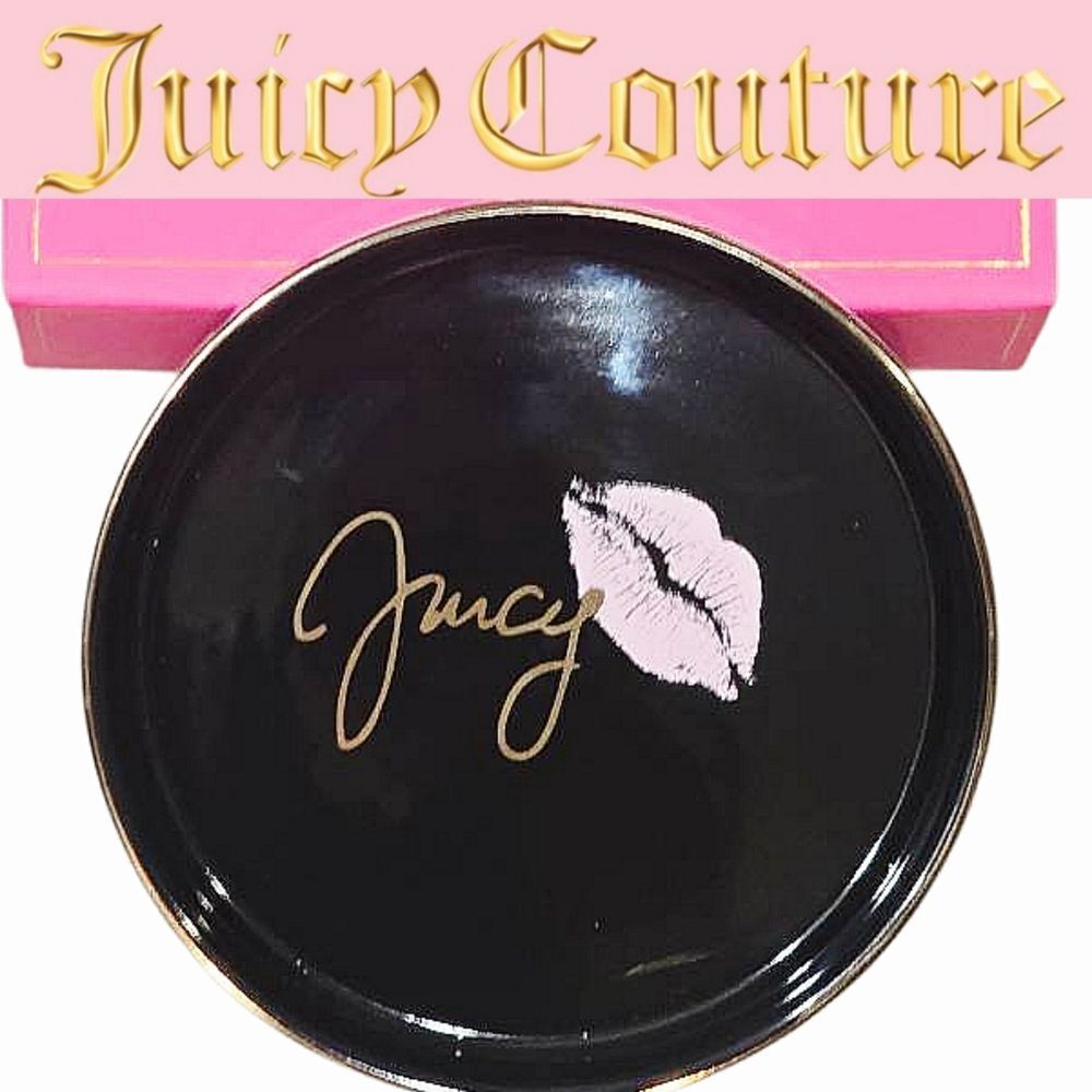Juicy Couture Home Signature Logo‎ Lips Striped Ceramic Trinket Tray